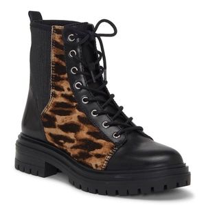 Vince Camuto Bestenda Combat Boots Leopard